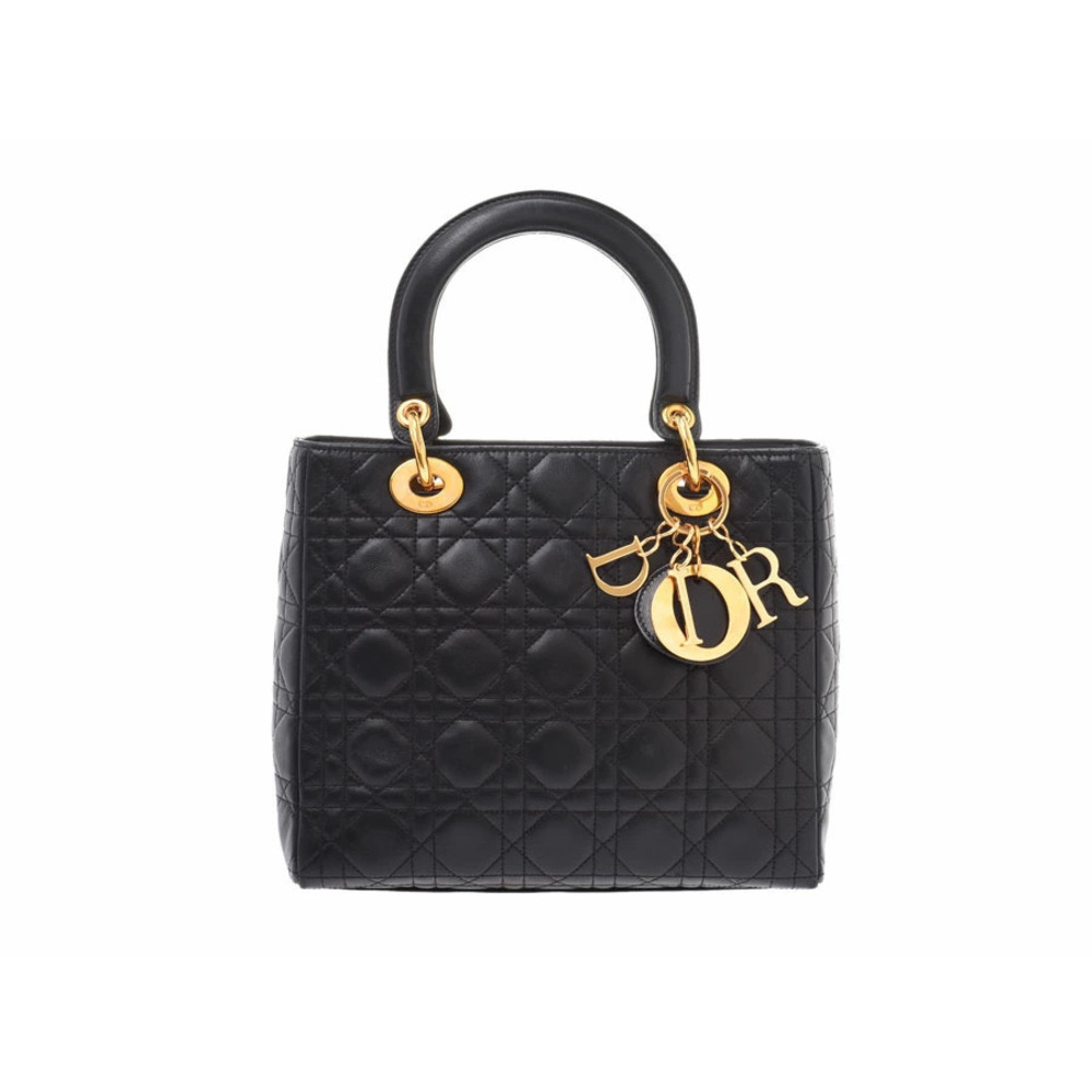 Dior Lady Black Lambskin Handbag CHRISTIAN Strap